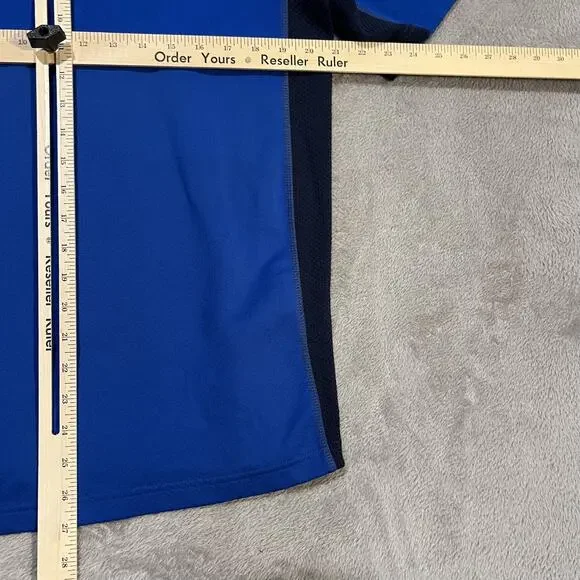 alo Coolfit Shirt Mens Medium Blue Quarter Zip Athletic Never Quit Race Golf - Picture 8 of 8